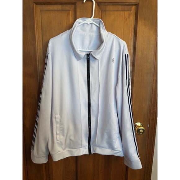 Moncler White Zipper Jacket Size 4XL with Black Stripes in sleeves - Picture 1 of 4